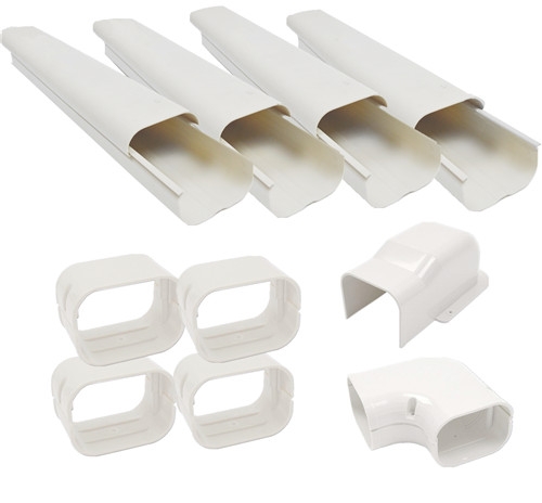 Innerco 4" 14 Ft Air Conditioner Decorative PVC Line Cover Kit for Mini Split and Central Air Conditioners, Heat Pumps Tubing Cover Set